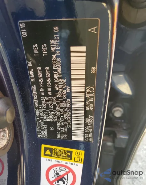 2015 Toyota Highlander Xle from USA, damaged, VIN 5TDJKRFH2FS139908